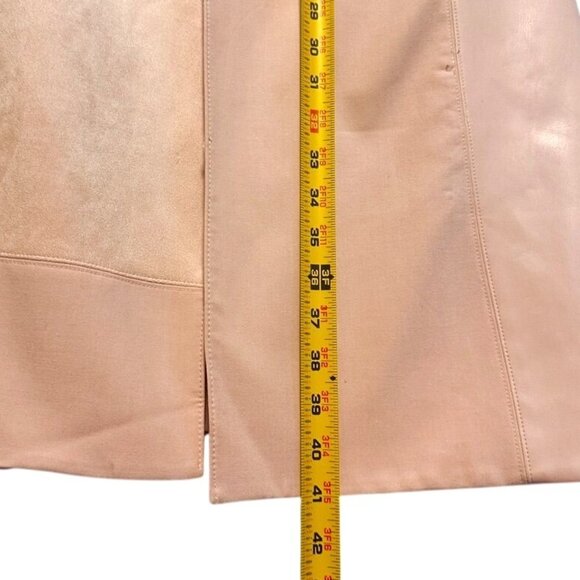 Calvin Klein Blush Pink Faux Suede Leather Long Open Coat Womens Jacket Size 10 - Picture 8 of 8